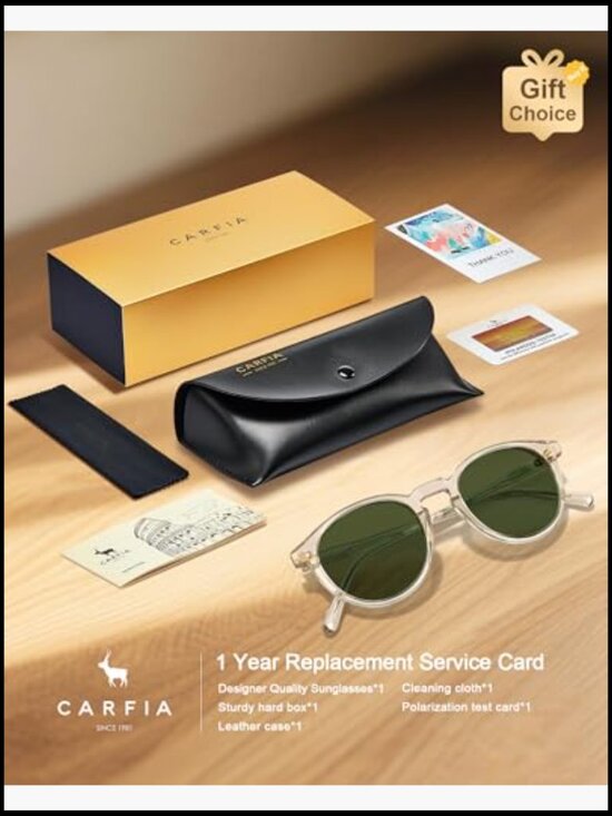 Round Acetate Polarized Sunglasses UV Protection Retro Style main image 4